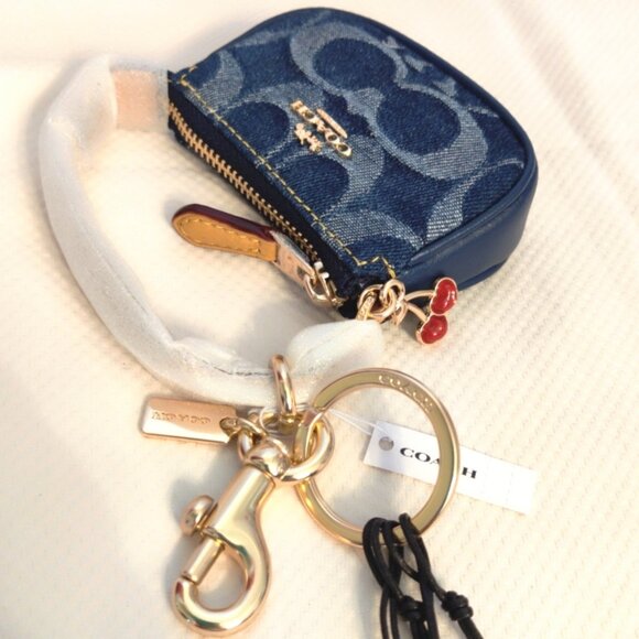Coach Signature Denim & Leather Mini Nolita Bag Charm Key Chain, NWT - Picture 3 of 8